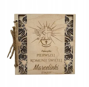 KARTKA NA KOMUNIĘ PAMIĄTKA PIERWSZEJ KOMUNII ŚWIĘTEJ PERSONALIZACJA DREWNO - Pamiątka Pierwszej Komunii Świętej - miniaturka - grafika 1