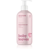 Kosmetyki kąpielowe dla dzieci - Attitude Baby Leaves Unscented żel pod prysznic i szampon 2w1 dla dzieci 473 ml - miniaturka - grafika 1