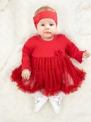 Body dla niemowląt - Niemowlęce sukienko-body z długim rękawem i tiulem czerwone Nicol,r.80 - miniaturka - grafika 1