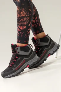 Czarne buty trekkingowe damskie z czerwonymi dodatkami sznurowane softshell Casu Y7994-6 - Buty trekkingowe damskie - miniaturka - grafika 1