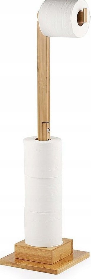 UCHWYT PAPIER TOALETOWY 72CM BAMBUSOWY WOLNOSTOJĄCY STOJAK ORGANIZER TRWAŁY