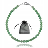 Bransoletki - Bransoletka Naturalny AWENTURYN zielony faset. 4mm Srebrne Zapięcie dł 19cm, bez marki, AG00000430 - miniaturka - grafika 1