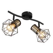 Lampy sufitowe - Globo Priska 54017-2M plafon lampa sufitowa spot 2x40W E27 czarny/złoty - miniaturka - grafika 1