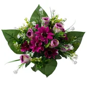 Sztuczne kwiaty - Wiązanka na cmentarz z róż i gerberów - sztuczne kwiaty nagrobkowe H226424-4 - miniaturka - grafika 1