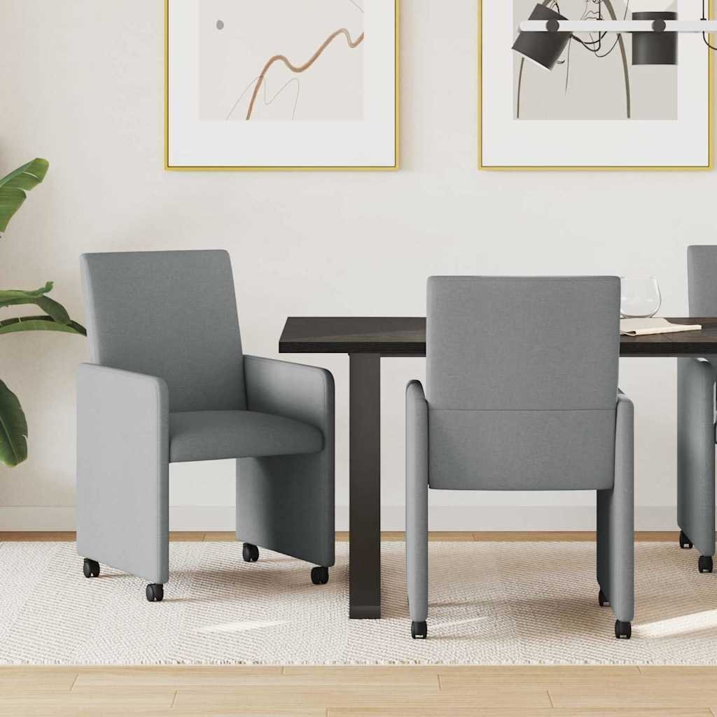 vidaXL vidaXL Krzesełka jadalne na kółkach 2 pcs Jasnoszary 57 x 66 x 94 cm