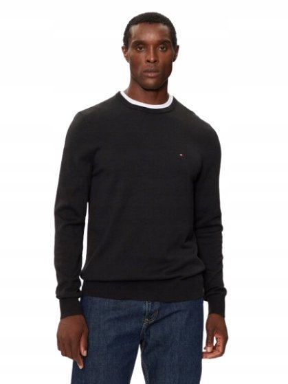 TOMMY HILFIGER MĘSKI SWETER CZARNY BAWEŁNIANY L 1J5B