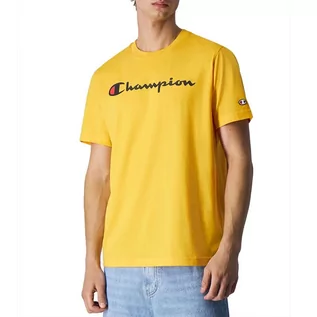 Koszulki sportowe męskie - Koszulka Champion Embroidered Script Logo 219206-YS074 - żółta - grafika 1