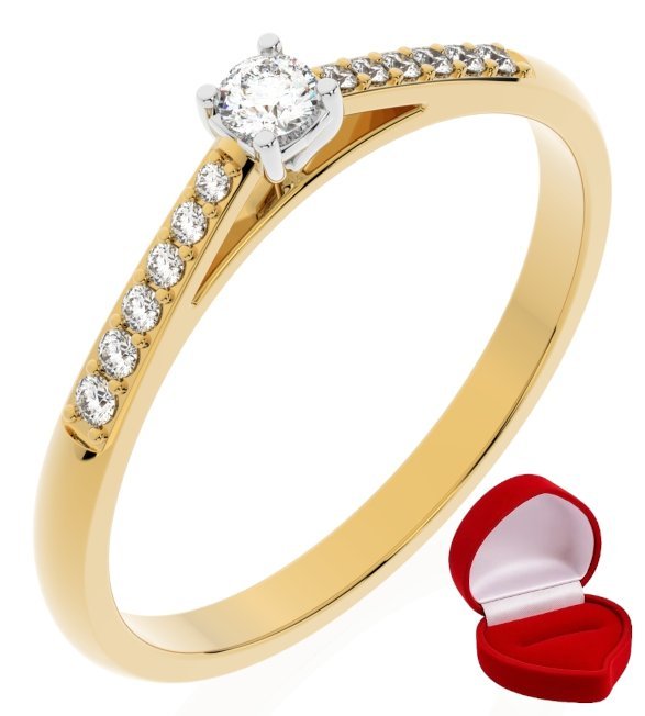 ZŁOTY PIERŚCIONEK ZARĘCZYNOWY 585 14k DIAMENT LAB BRYLANT 0,06 ct R13