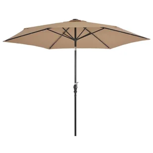 vidaXL Parasol ogrodowy z LED i stalowym słupkiem, 300 cm, kolor taupe - Parasole ogrodowe - miniaturka - grafika 8