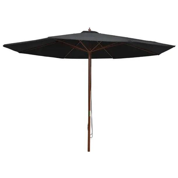 Parasol ogrodowy UV 350x240 cm, czarny, bambus/drewno, średnica słupka 48