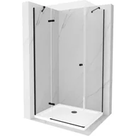 Kabiny prysznicowe - Mexen Roma kabina prysznicowa uchylna 70x100 cm, transparent, czarna + brodzik Flat, biały - miniaturka - grafika 1