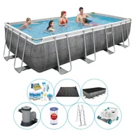 Baseny ogrodowe - Basen Plus Akcesoria - Bestway Power Steel 549x274x122 cm - Prostokątny - Rattan - miniaturka - grafika 1
