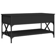 Ławy i stoliki kawowe - vidaXL Stolik kawowy czarny 100x50x50 cm materiał drewnopochodny i metal - miniaturka - grafika 1