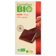 Zdrowa żywność - Carrefour Bio 74 % Cacao Czekolada ciemna 100 g - miniaturka - grafika 1