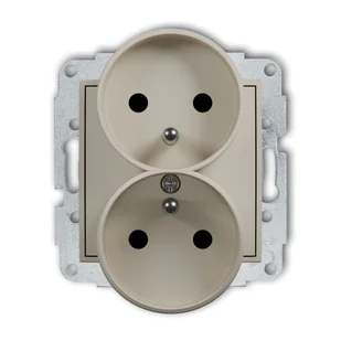 Karlik Gniazdo podwójne z przesłonami torów MINI - taupe - Gniazdka elektryczne - miniaturka - grafika 1
