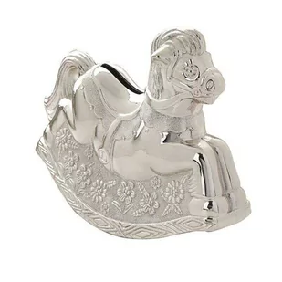 SKARBONKA KOŃ NA BIEGUNACH Bambino metalowa srebrna - Skarbonki - miniaturka - grafika 1