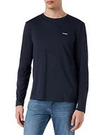Koszulki męskie - HUGO Derol222 męska koszulka z długim rękawem z bawełnianego dżerseju z nadrukiem logo, Dark Blue405, XS - miniaturka - grafika 1