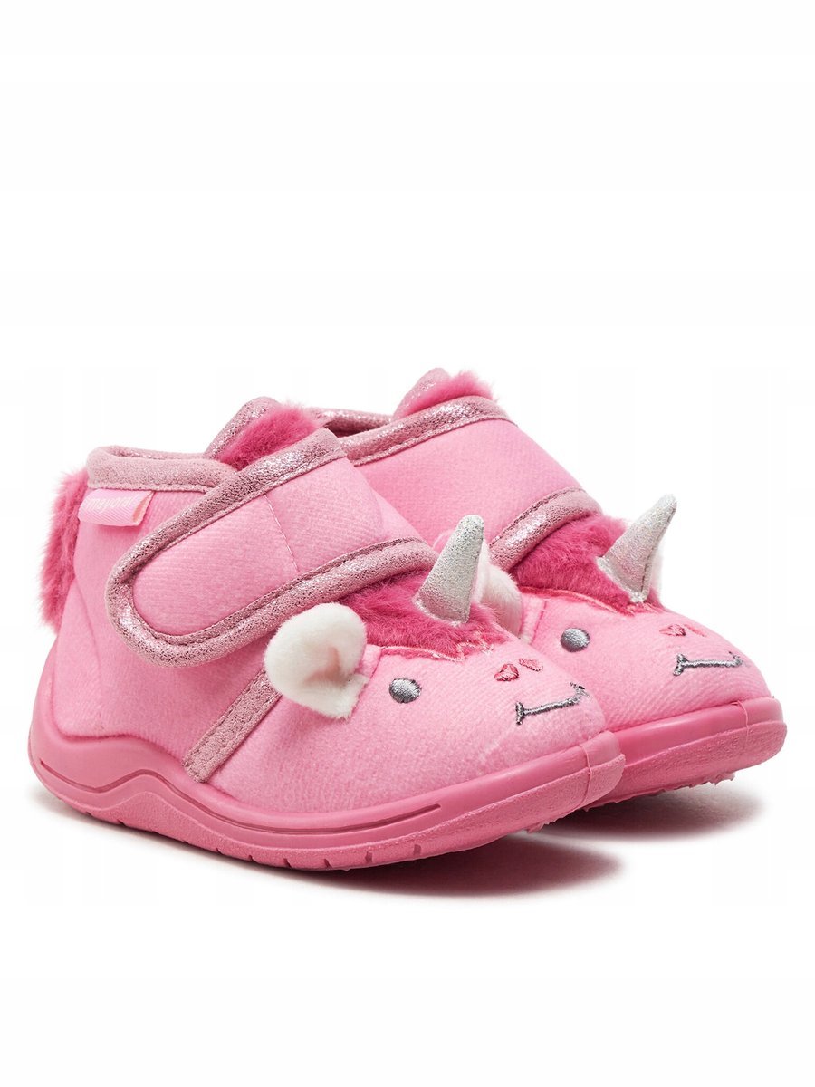 MAYORAL PANTOFLE DZIECIĘCE RÓŻOWE Z KOŁNIERZEM I ROGIEM 23 I1A