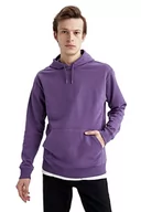 Bluzy męskie - DeFacto Męska bluza z kapturem, fioletowy, S - miniaturka - grafika 1
