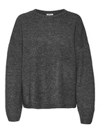 Swetry damskie - VERO MODA VMGEMMA LS Crew Neck Knit VMA NOOS damski sweter z dzianiny, ciemnoszary melanż, L - miniaturka - grafika 1