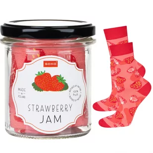 Skarpetki damskie różowe SOXO GOOD STUFF zabawny strawberry jam w słoiku - 35–40 - Skarpetki damskie - miniaturka - grafika 1