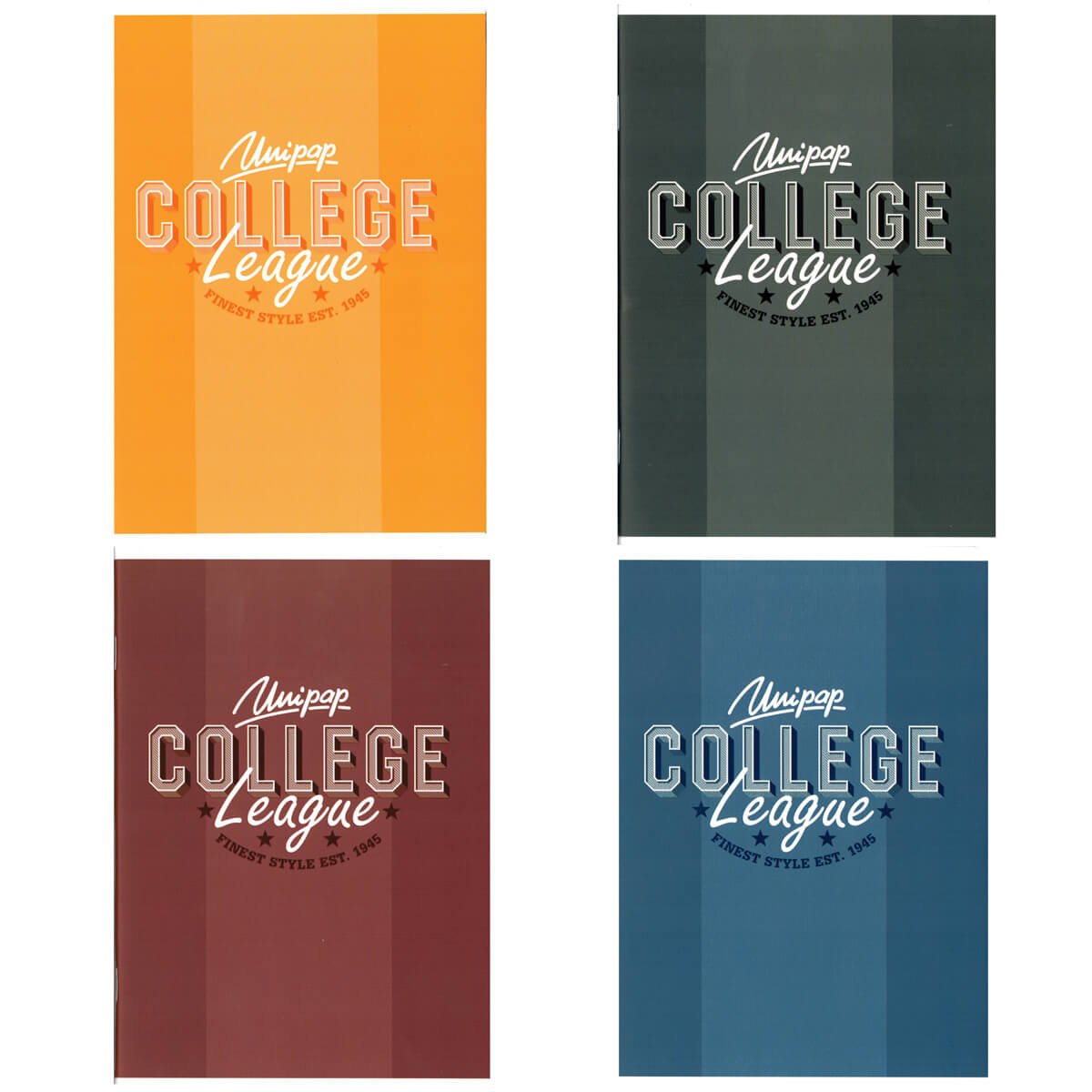 4x zeszyt A5, 60 kartek, kratka, pogrubiony papier 90 g, College League, Unipap