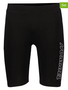 Spodnie sportowe damskie - Hummel Szorty sportowe (2 pary) w kolorze czarno-granatowym - grafika 1