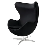 Fotele - King Home Fotel EGG CLASSIC VELVET czarny - welur, podstawa chromowana JH-026.BLACK.111 [11783646] - miniaturka - grafika 1