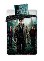 Faro Pościel bawełniana 135x200 Harry Potter 003 czarna turkusowa ciemna młodzieżowa poszewka 80x80 - Pościel dla dzieci - miniaturka - grafika 1