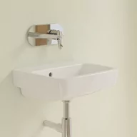 Umywalki - Villeroy & Boch O.novo Umywalka wisząca mała 45x37 cm bez otworu na baterię z przelewem z powłoką CeramicPlus weiss alpin 43444JR1 - miniaturka - grafika 1