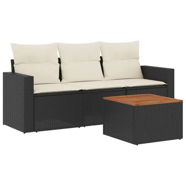 Zestaw mebli ogrodowych czarny rattan PE 65,5 x 62 x 69 cm, stół 55 x 55