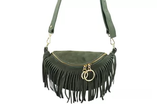 Saszetka nerka damska zamszowa - Zielona - Torebki damskie Saszetka nerka damska zamszowa - Zielona - Torebki damskie - miniaturka - grafika 2