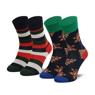 Skarpetki damskie - Happy Socks Zestaw 2 par wysokich skarpet unisex XGCO02-0200 Granatowy Kolorowy - grafika 1