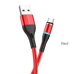 BOROFONE Borofone kabel ładowania USB-A do micro USB z końcówką magnetyczną i podświetleniem czerwony BFO-BU16-M-R - Kable USB - miniaturka - grafika 5