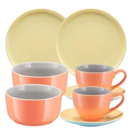 Serwisy obiadowe - Zestaw śniadaniowy dla 2 osób BORNEO orange-yellow-grey - miniaturka - grafika 1