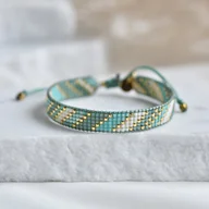 Bransoletki - Tkana bransoletka - turkusowa - miniaturka - grafika 1