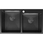 Zlewozmywaki - Mexen Xorin zlewozmywak stalowy 2-komorowy 780 x 450 mm, czarny - 6441782000-70 - miniaturka - grafika 1