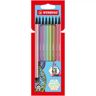 Flamaster STABILO Pen 68 kpl. 8szt. w etui kartonowym mix kolorów pastelowych - Flamastry - miniaturka - grafika 1