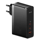 Ładowarki do telefonów - Baseus Ładowarka sieciowa GaN5 Pro 2xUSB-C + USB, 140W (czarna) - miniaturka - grafika 1
