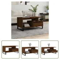 Ławy i stoliki kawowe - The Living Store stolik kawowy brązowy dąb 90x49x45 cm materiał drewnopochodny - miniaturka - grafika 1