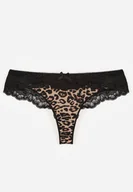 Majtki damskie - Czarno-Beżowe Majtki Typu Stringi z Koronką Nedareanes - miniaturka - grafika 1