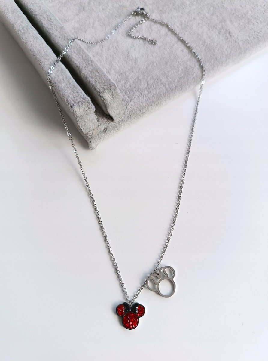 srebrny naszyjnik celebrytka dwustronna MICKY MIKI cyrkonie cyrkonie stal