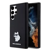 Etui i futerały do telefonów - Karl Lagerfeld KLHCS23LSMHCNPK S23 Ultra S918 czarny/black hardcase Silicone Choupette Metal Pin - miniaturka - grafika 1
