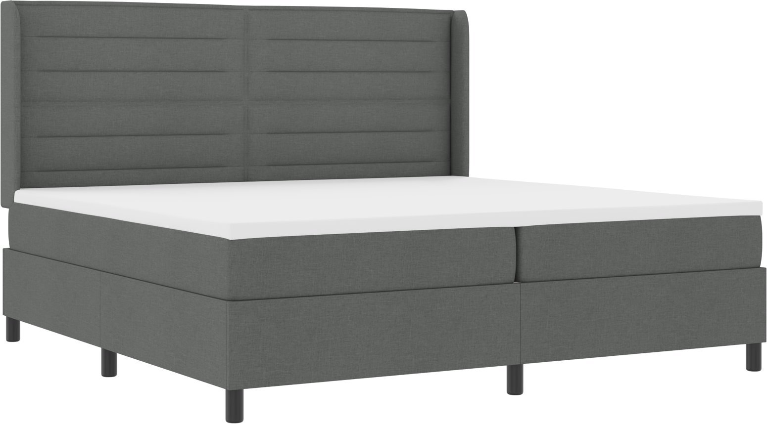Box Spring Łóżko z Materacem i LED Szary Ciemny 200x200 cm Tkanina
