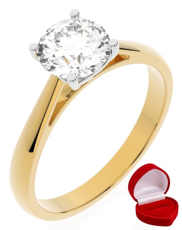 ZŁOTY PIERŚCIONEK ZARĘCZYNOWY 585 14k SZAFIR 1 ct + PUDEŁKO R15