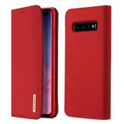 Etui i futerały do telefonów - Dux Ducis Wish skórzane etui pokrowiec ze skóry naturalnej Samsung Galaxy S10 Plus czerwony - miniaturka - grafika 1
