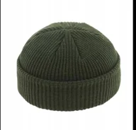 Czapki męskie - Czapka zimowa wełniana khaki olive klasyczna ciepła beanie streetwear y2k - miniaturka - grafika 1