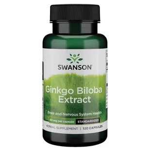 SWANSON Ginkgo Biloba ekstrakt 60mg-(90 kap) 774 - Witaminy i minerały dla sportowców - miniaturka - grafika 1