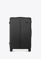 Walizki - Duża walizka z ABS-u w drobne paski czarna - miniaturka - grafika 1