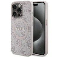 Etui i futerały do telefonów - Etui Guess GUHMP15XG4GFRP Apple iPhone 15 Pro Max hardcase 4G Collection Leather Metal Logo MagSafe różowy/pink - miniaturka - grafika 1